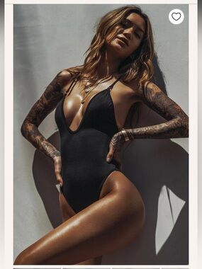 Minimalist Black V-Plunge One-Piece Swimsuit - Women Swim